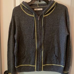 Old Navy Charcoal Woven Sweater Hoodie with Lime Contrast Stitching